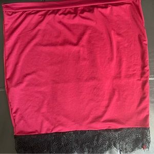 Red silk skirt with bottom lace